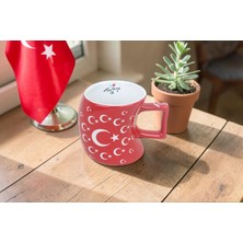 Elifeshop Ay Yıldız Tasarımlı Türk Bayraklı Porselen Kupa Fincan Mug – 350 ml Büyük Boy 019-673