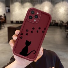 HONTINGA iPhone 13 Pro Max ile Uyumlu Kılıfı Düşüme Önleyici Basitlik Anti Düşme Kamera Korumali Kedi Bordo Desen Yumuşak Silikon Telefon Kılıfı Kadın ve Erkek Için Uygundur K2-7213