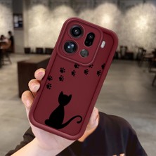HONTINGA Oppo Find X9 Pro 5g  ile Uyumlu Kılıfı Düşüme Önleyici Basitlik Anti Düşme Kamera Korumali Kedi Bordo Desen Yumuşak Silikon Telefon Kılıfı Kadın ve Erkek Için Uygundur K2-7213