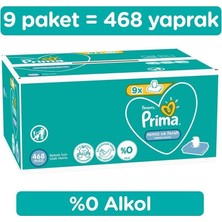 Prima Kokusuz Islak Havlu Temiz ve Ferah 468 Yaprak 52'li x 9 Paket Bebekler İçin Hassas Temizlik