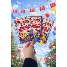 Msticker 20 Adet 23 Nisan Şeker ve Balon Konulabilen Tebrik Kartı 20'li Set – Sınıf Dağıtımlık Hediyelik Kart