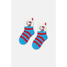 Happy Socks - Çocuk Hello Kıtty Çizgili Desenli Çorap