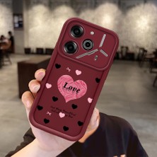 HONTINGA Tecno Pova 6  ile Uyumlu Kılıfı Düşüme Önleyici Basitlik Anti Düşme Kamera Korumali Kalp Bordo Desen Yumuşak Silikon Telefon Kılıfı Kadın ve Erkek Için Uygundur K2-7211