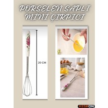 Keskon Porselen Saplı Metal Mini Çırpıcı 20 cm – El Çırpıcısı, Mutfak Karıştırma Teli