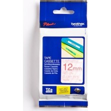  tze-132 12 mm şeffaf üzeri kırmızı laminasyonlu etiket