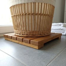 Afro Garden Nem Önleyici ve Kaydırmaz Çamaşır Sepeti Altlığı - Suya Dayanıklı Masif Teak