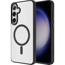 HTstore Galaxy Uyumlu S26 Kılıf M-Safe Şarj Özellikli Zore Krom M-Safe Silikon Kapak-Siyah