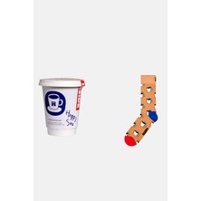 Happy Socks - Erkek Kahverengi Kahve Fincanı Temalı Çorap Hediye Seti
