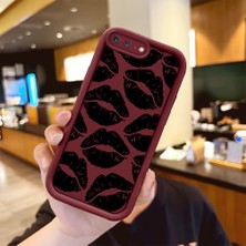 HONTINGA iPhone 7 Plus ile Uyumlu Kılıfı Düşüme Önleyici Basitlik Anti Düşme Kamera Korumali Öpücük Bordo Desen Yumuşak Silikon Telefon Kılıfı Kadın ve Erkek Için Uygundur K2-7216