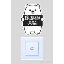 Huggy Craft Lütfen Zile Basmayınız Bebek Uyuyor Kapı Zili Etiketi - Sevimli Panda Sticker V2