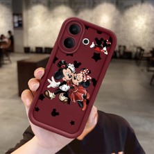 HONTINGA Vıvo V60 Lite  ile Uyumlu Kılıfı Düşüme Önleyici Basitlik Anti Düşme Kamera Korumali Mickey Bordo Desen Yumuşak Silikon Telefon Kılıfı Kadın ve Erkek Için Uygundur K2-7209