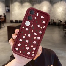 HONTINGA Vıvo Y21D  ile Uyumlu Kılıfı Düşüme Önleyici Basitlik Anti Düşme Kamera Korumali Çiçek Bordo Desen Yumuşak Silikon Telefon Kılıfı Kadın ve Erkek Için Uygundur K2-7221