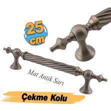 Badem10 Burgulu Antik Sarı 25 cm Çelik Kapı Tutma Kolu Sürgülü Dış Çekme Kulpu Kulbu Tutamağı Kol 1 Adet