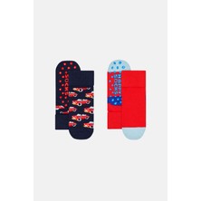 Happy Socks - Çocuk Araba Desenli Kaydırmaz 2\'li Çorap Seti