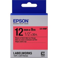 Epson Lk-4Rbp Pastel Siyah Üzeri Kırmızı 12Mm 9Metre Etiket