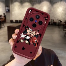 HONTINGA Vivo X300 ile Uyumlu Kılıfı Düşüme Önleyici Basitlik Anti Düşme Kamera Korumali Mickey Bordo Desen Yumuşak Silikon Telefon Kılıfı Kadın ve Erkek Için Uygundur K2-7209