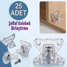 Glaswen Açılı T Bağlantı Dereceli Çektirme Şeffaf Plastik Köşe Birleştirme Kelebek (25 Adet)