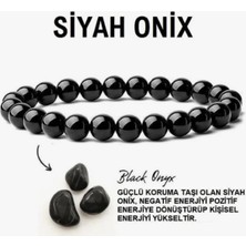 Efulim Doğaltaş Doğal Oniks Taşı Bileklik, Oniks Siyah Enerji Taşı, Negatif Enerji Kalkanı, Unisex El Yapımı