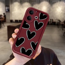 HONTINGA Vıvo V60 Lite  ile Uyumlu Kılıfı Düşüme Önleyici Basitlik Anti Düşme Kamera Korumali Kalp Bordo Desen Yumuşak Silikon Telefon Kılıfı Kadın ve Erkek Için Uygundur K2-7216