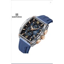 Naviforce Erkek Kol Saati Mavi Kayış Silikon Kalı Şeffaf Kasa