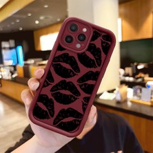 HONTINGA iPhone 13 Pro Max ile Uyumlu Kılıfı Düşüme Önleyici Basitlik Anti Düşme Kamera Korumali Öpücük Bordo Desen Yumuşak Silikon Telefon Kılıfı Kadın ve Erkek Için Uygundur K2-7216