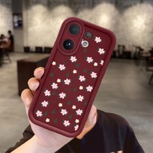 HONTINGA Vıvo V60  ile Uyumlu Kılıfı Düşüme Önleyici Basitlik Anti Düşme Kamera Korumali Çiçek Bordo Desen Yumuşak Silikon Telefon Kılıfı Kadın ve Erkek Için Uygundur K2-7221