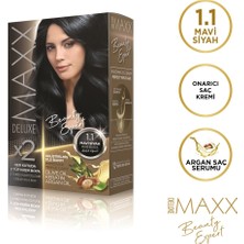 Maxx Deluxe BEAUTY EXPERT 1.1 Mavi Siyah Krem Saç Boyası Onarıcı Etki ile Güçlü Bakım
