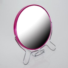 İşsevenler Çift Taraflı Büyüteçli Makyaj Aynası 6'' Yuvarlak Rose Plastik Masa Üstü Ayna