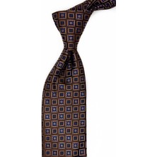 Kravatkolik Kahverengi Motif Desen Mendilli Klasik Kravat KK13631