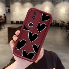 HONTINGA Vivo V50 ile Uyumlu Kılıfı Düşüme Önleyici Basitlik Anti Düşme Kamera Korumali Kalp Bordo Desen Yumuşak Silikon Telefon Kılıfı Kadın ve Erkek Için Uygundur K2-7216