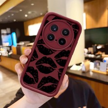 HONTINGA Vivo X200 Pro ile Uyumlu Kılıfı Düşüme Önleyici Basitlik Anti Düşme Kamera Korumali Öpücük Bordo Desen Yumuşak Silikon Telefon Kılıfı Kadın ve Erkek Için Uygundur K2-7216