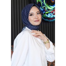 Afvente Elmas Motif Desen Lacivert Soft Pamuk Eşarp