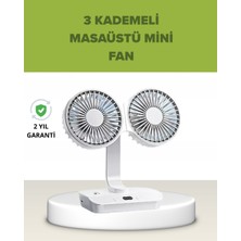 Çift Kafalı Masaüstü ve Duvar Tipi Sessiz USB Şarjlı Fan - Lisinya