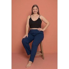 Farya Home Büyük Beden Pamuklu  2 Iplik Yüksek Bel Ağlı Pijama Altı Pantolon