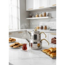 Gökdil Valeriya Indüksiyon Tabanlı Aile Boy Çaydanlık Takımı Gold Kulp