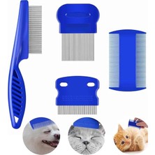 4'lü Bit Pire Tarağı Set Kedi Köpek Evcil Hayvan Tüy Toplayıcı Mavi - Lisinya