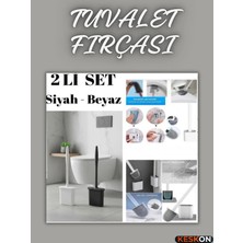 Keskon 2’li Set Tuvalet Fırçası – Siyah & Beyaz Silikon, Bükülebilir ve Pratik Wc/klozet Fırçası