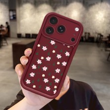 HONTINGA iPhone 17 Pro Max ile Uyumlu Kılıfı Düşüme Önleyici Basitlik Anti Düşme Kamera Korumali Çiçek Bordo Desen Yumuşak Silikon Telefon Kılıfı Kadın ve Erkek Için Uygundur K2-7221