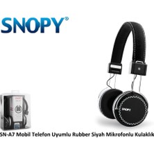  snopy mobil telefon uyumlu rubber siyah mikrofonlu kulaklık sn-a7