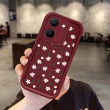 HONTINGA Vivo Y36 5g ile Uyumlu Kılıfı Düşüme Önleyici Basitlik Anti Düşme Kamera Korumali Çiçek Bordo Desen Yumuşak Silikon Telefon Kılıfı Kadın ve Erkek Için Uygundur K2-7221