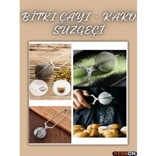 Keskon Paslanmaz Çelik Pratik Bitki Çayı Süzgeci ve Un/kakao/pudra Şekeri Eleği – Maşalı Çay Süzgeci
