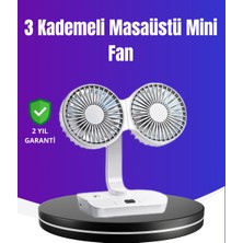 720° Döner Çift Taraflı Masaüstü Vantilatör – USB Şarjlı Sessiz Fan - Lisinya