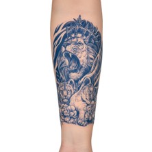 Tattoo 1 Ay Kalıcı 24 Saat Sonra Kararan Aslan Aile Dövme Model Geçici Dövme