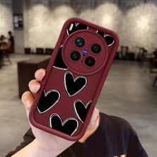 HONTINGA Vivo X300 Pro ile Uyumlu Kılıfı Düşüme Önleyici Basitlik Anti Düşme Kamera Korumali Kalp Bordo Desen Yumuşak Silikon Telefon Kılıfı Kadın ve Erkek Için Uygundur K2-7216