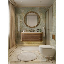 Melena Carpet Premium Kaymaz Taban Banyo Paspası Jüt Kenar Detaylı Oval Yuvarlak Set 100X60-60X60