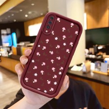 HONTINGA Samsung Galaxy A50 ile Uyumlu Kılıfı Düşüme Önleyici Basitlik Anti Düşme Kamera Korumali Çiçek Bordo Desen Yumuşak Silikon Telefon Kılıfı Kadın ve Erkek Için Uygundur K2-7221