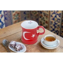 Elifeshop Ay Yıldız Tasarımlı Türk Bayraklı Porselen Kupa Fincan Mug – 350 ml Büyük Boy 019-684