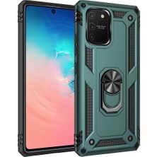 Erdo Ticaret Buğz Samsung Galaxy A91 / S10 Lite Kılıf Sofya Yüzüklü Silikon Kapak - Yeşil