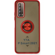 Erdo Ticaret Buğz Huawei P Smart 2021 Kılıf Montreal Yüzüklü Silikon Kapak - Kırmızı