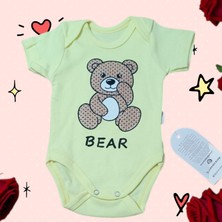 Basel Maison Sevimli Ayıcık Sarı Bebek Zıbın – Annelerin Favorisi Pamuklu Body